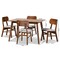 Baxton Studio Euclid Mid-Century Modern Grey Fabric and Walnut Brown Finished Wood 5-Piece Dining Set 184-11647-11644-Zoro - alternate 9